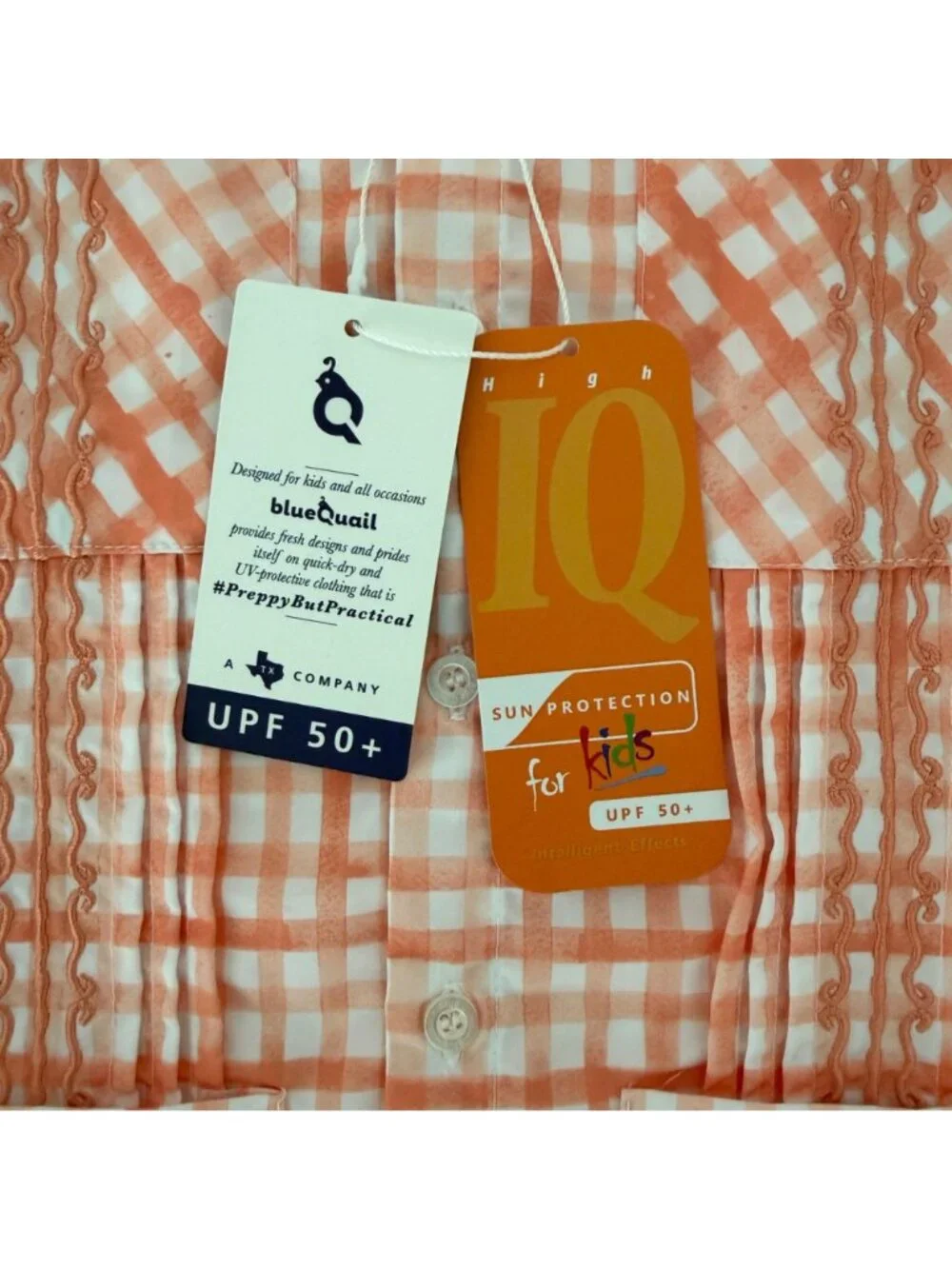 NWT Blue Quail Guayabera Orange White Check Short Sleeve Button Down Shirt (7)